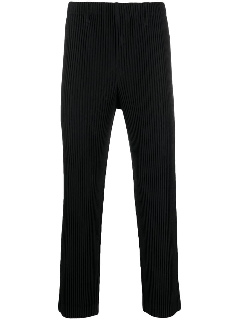 Black PlissÃ_x0083_Â© Straight Leg Trousers