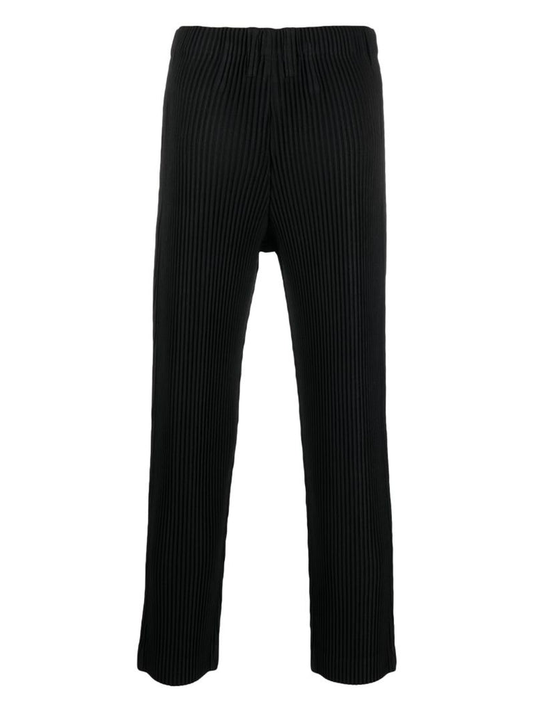Black PlissÃ_x0083_Â© Straight Leg Trousers