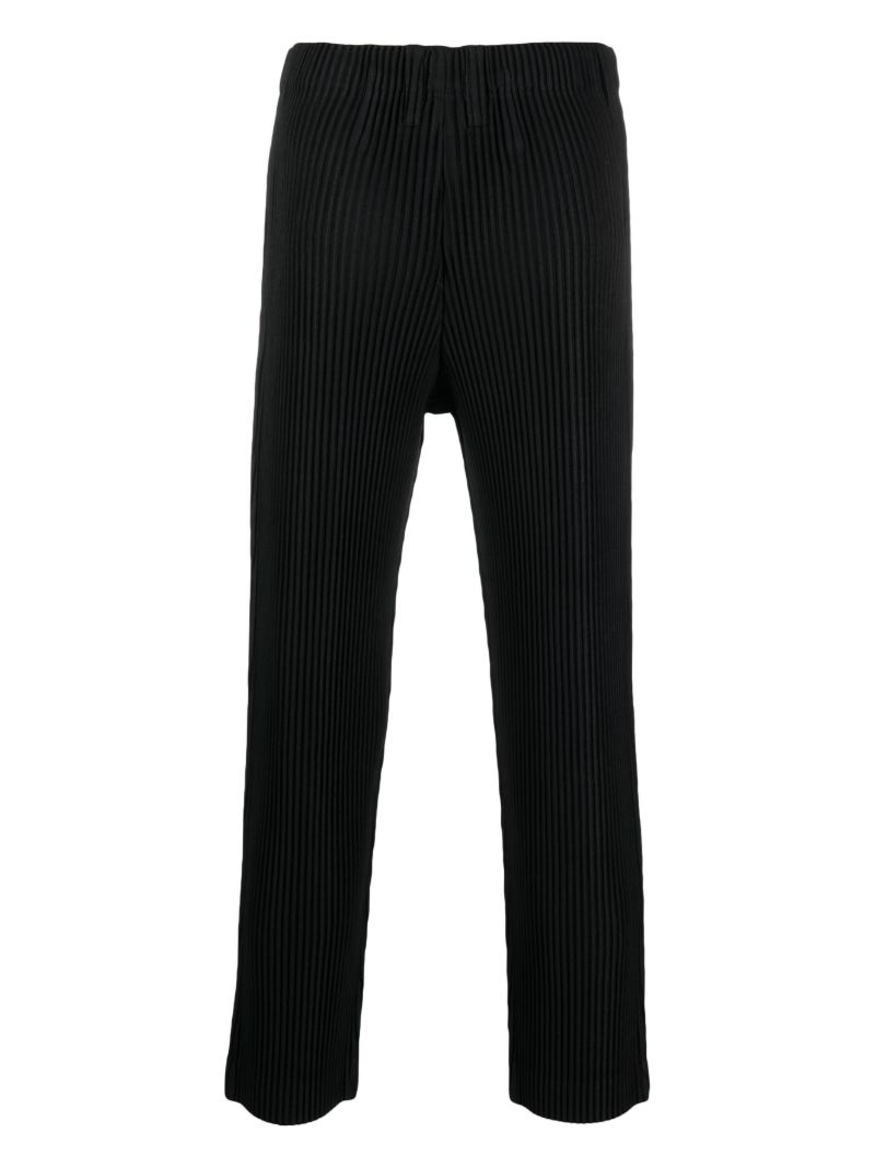 Black PlissÃ_x0083_Â© Straight Leg Trousers