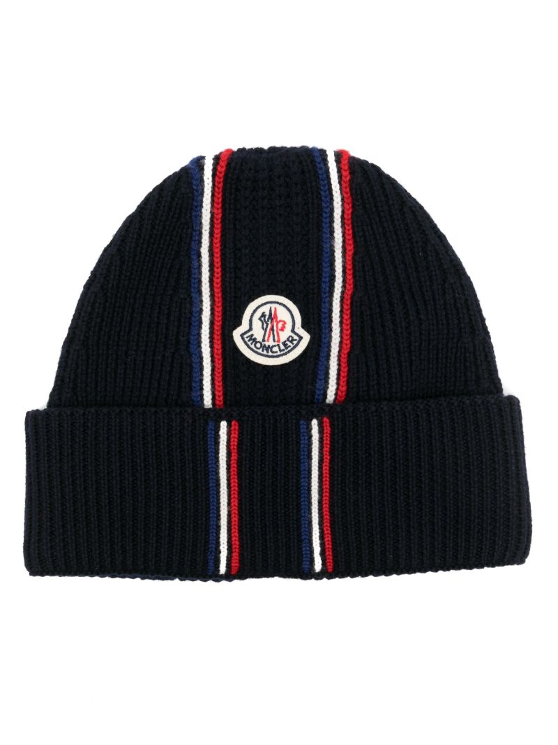 Blue Tricolor Wool Beanie