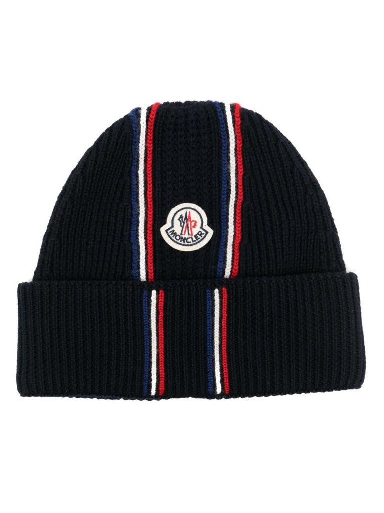 Blue Tricolor Wool Beanie