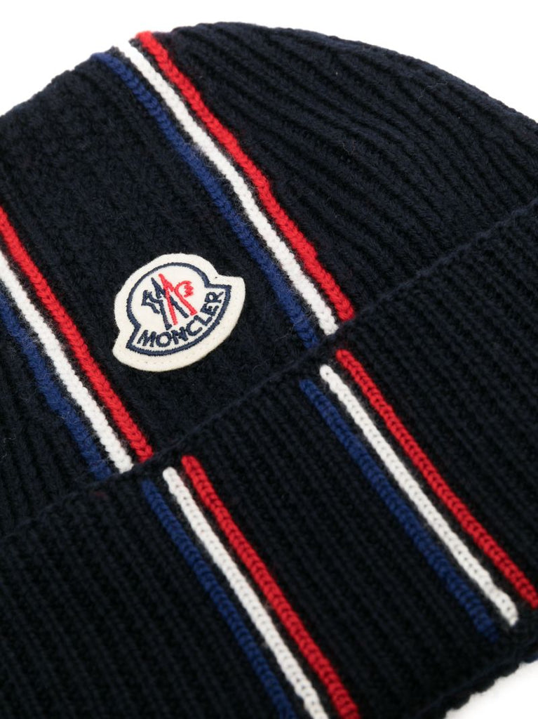 Blue Tricolor Wool Beanie