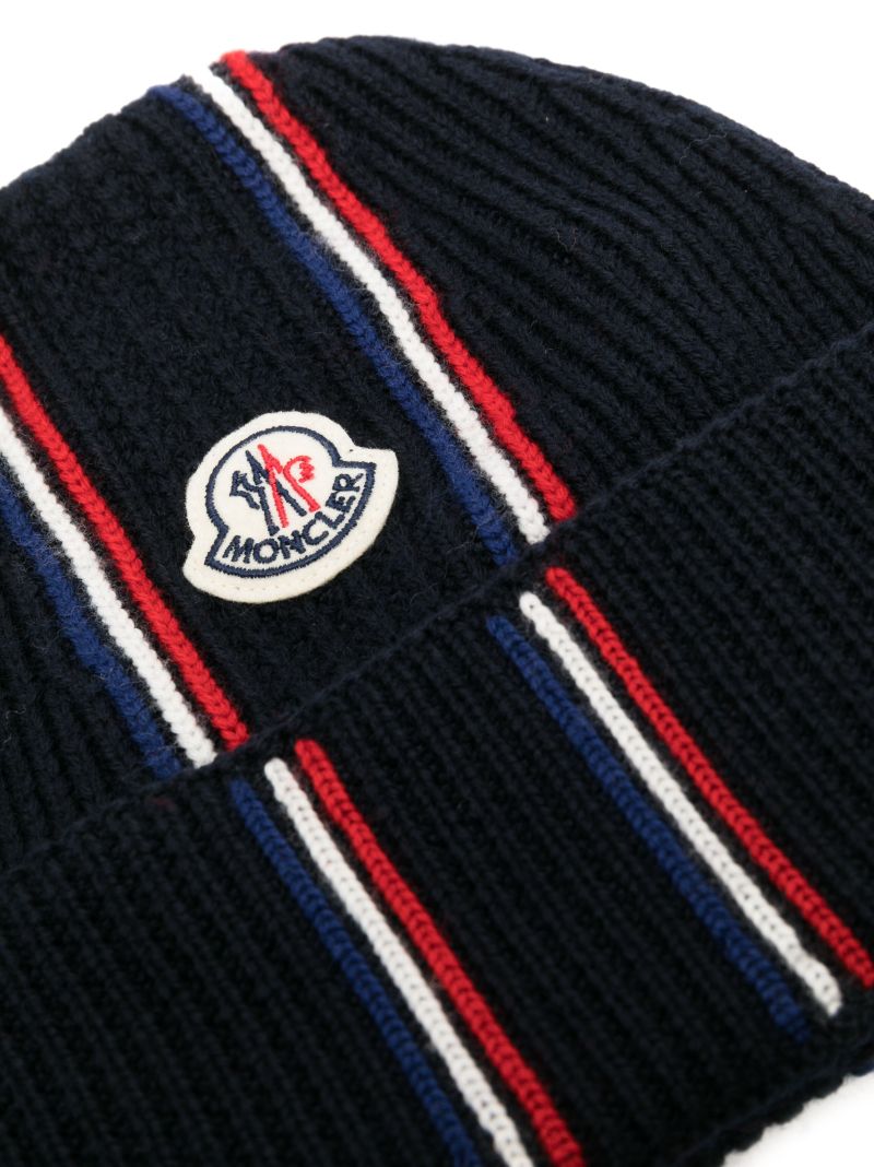 Blue Tricolor Wool Beanie