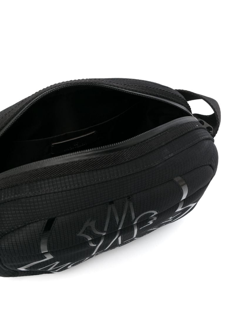 Black Cut Logo Print Messenger Bag