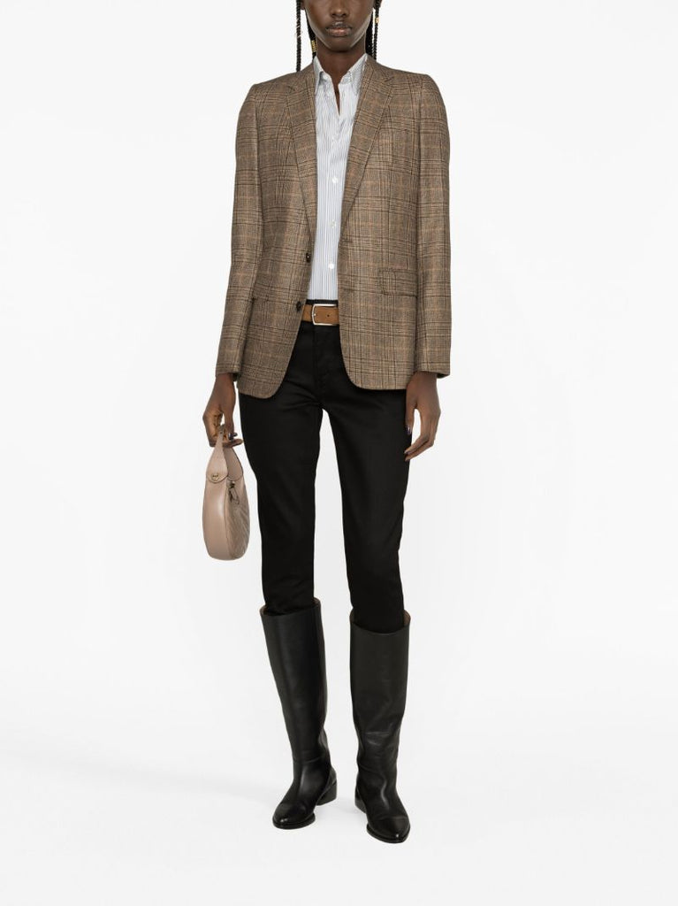 Brown Prince of Wales Cashmere Blazer