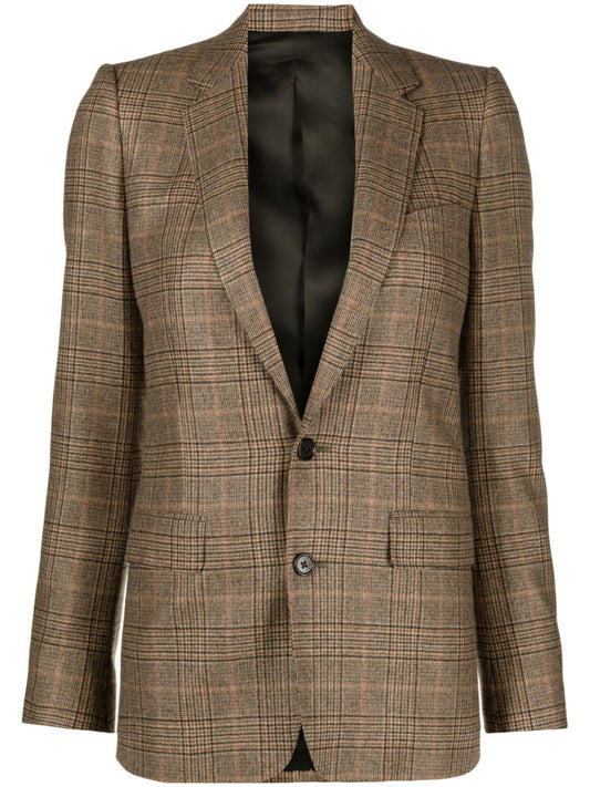 Brown Prince of Wales Cashmere Blazer