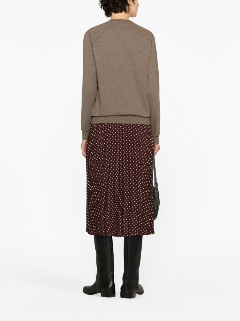 Purple Polka Dot Pleated Silk Skirt
