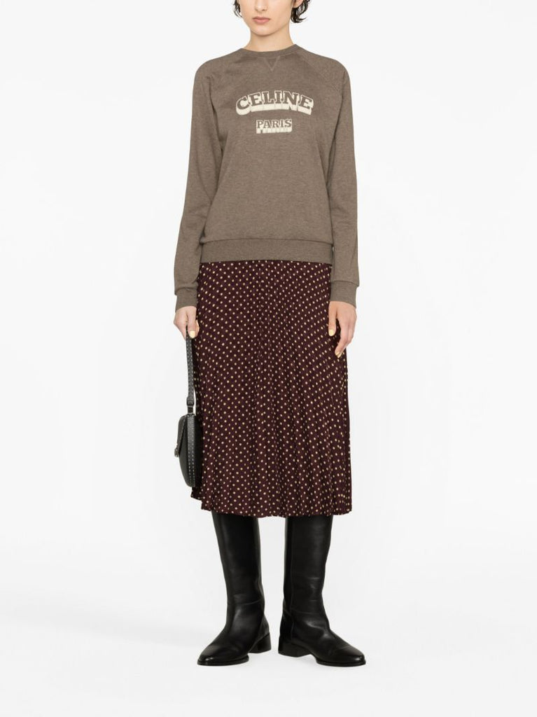 Purple Polka Dot Pleated Silk Skirt