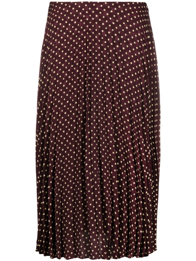 Purple Polka Dot Pleated Silk Skirt
