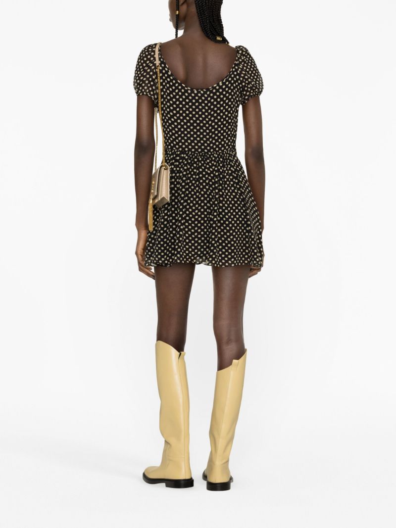 Black Polka Dot-print Silk Mini Dress