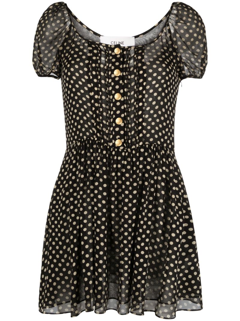 Black Polka Dot-print Silk Mini Dress