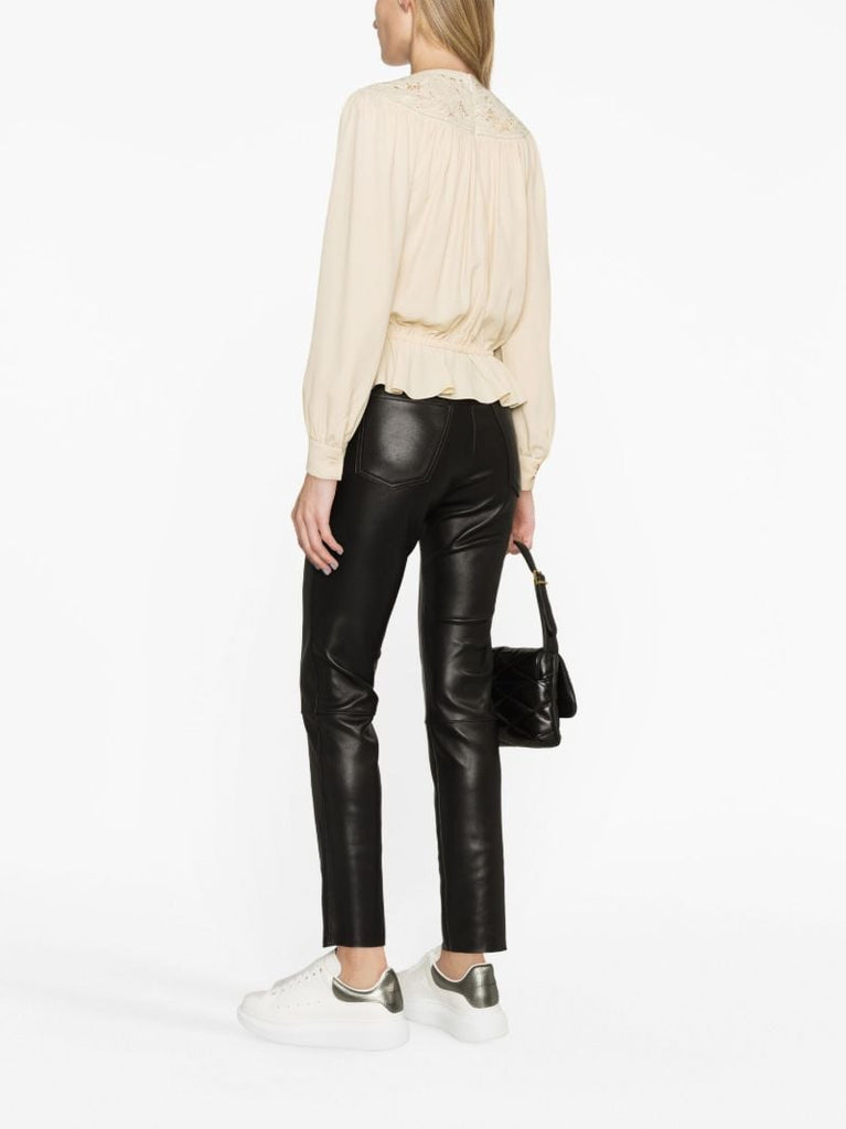 Neutral Guipure Lace Blouse