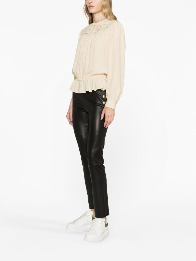 Neutral Guipure Lace Blouse