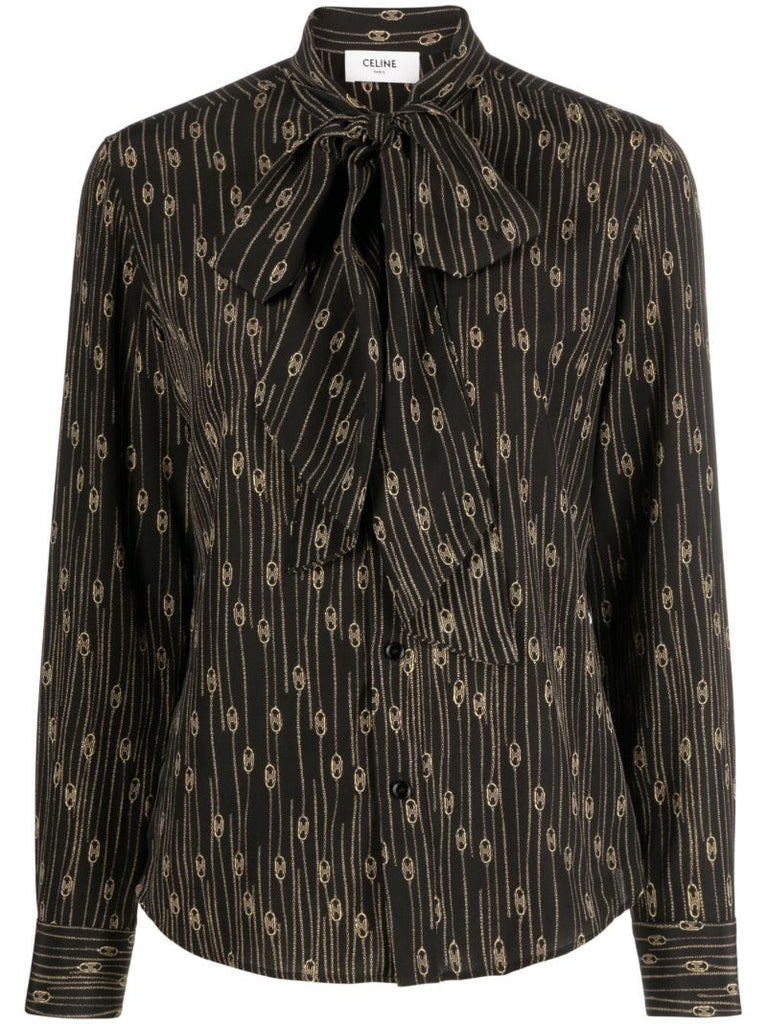 Black Romy Printed Silk Shirt