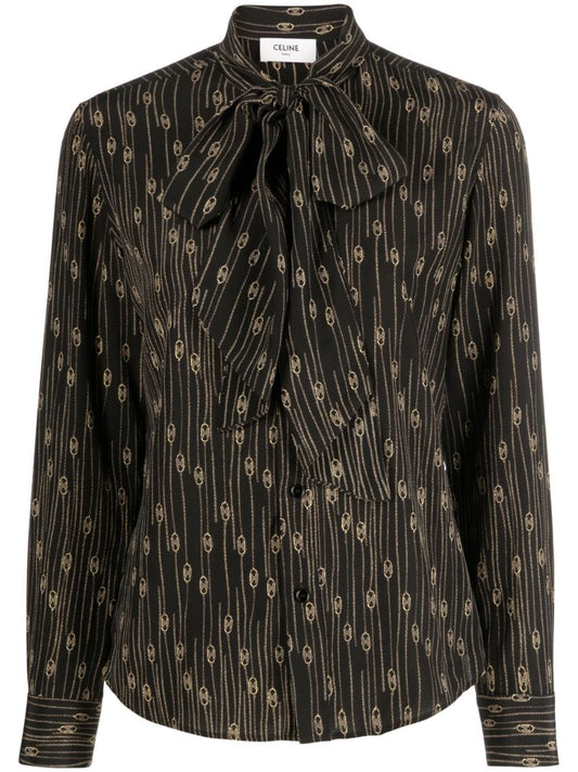 Black Romy Printed Silk Shirt