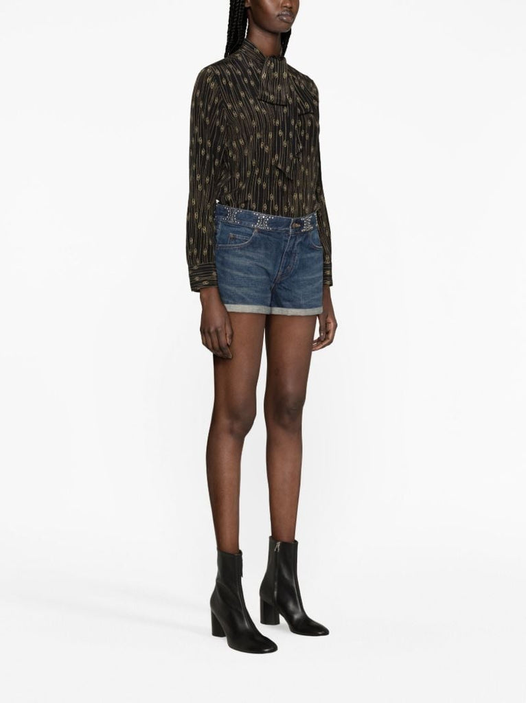 Black Romy Printed Silk Shirt
