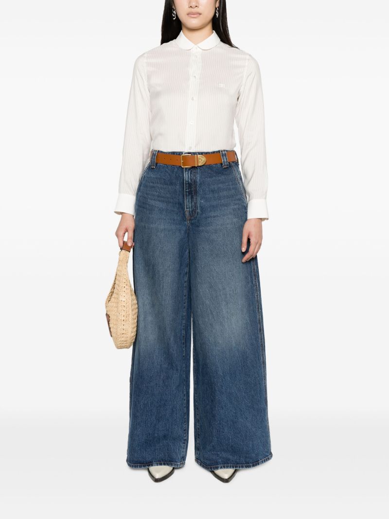 White Romy Striped Silk Shirt