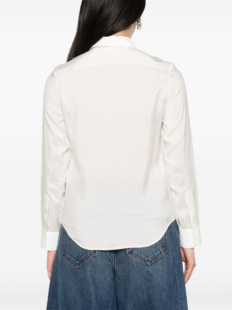 White Romy Striped Silk Shirt