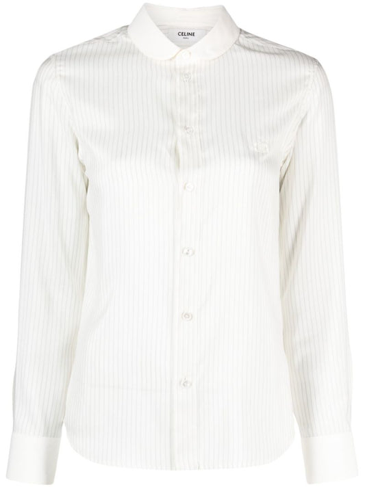 White Romy Striped Silk Shirt