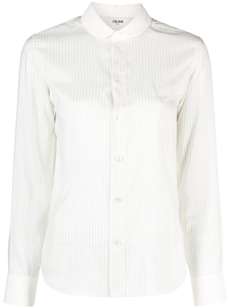 White Romy Striped Silk Shirt