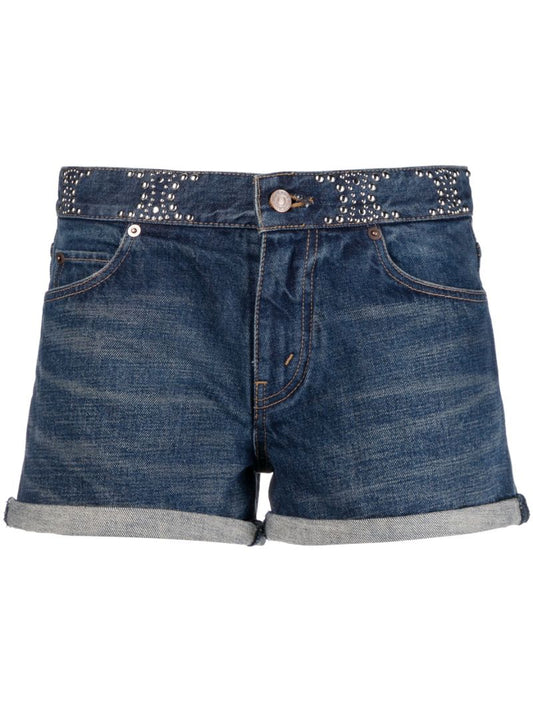 Blue Triomphe-embellished Denim Shorts