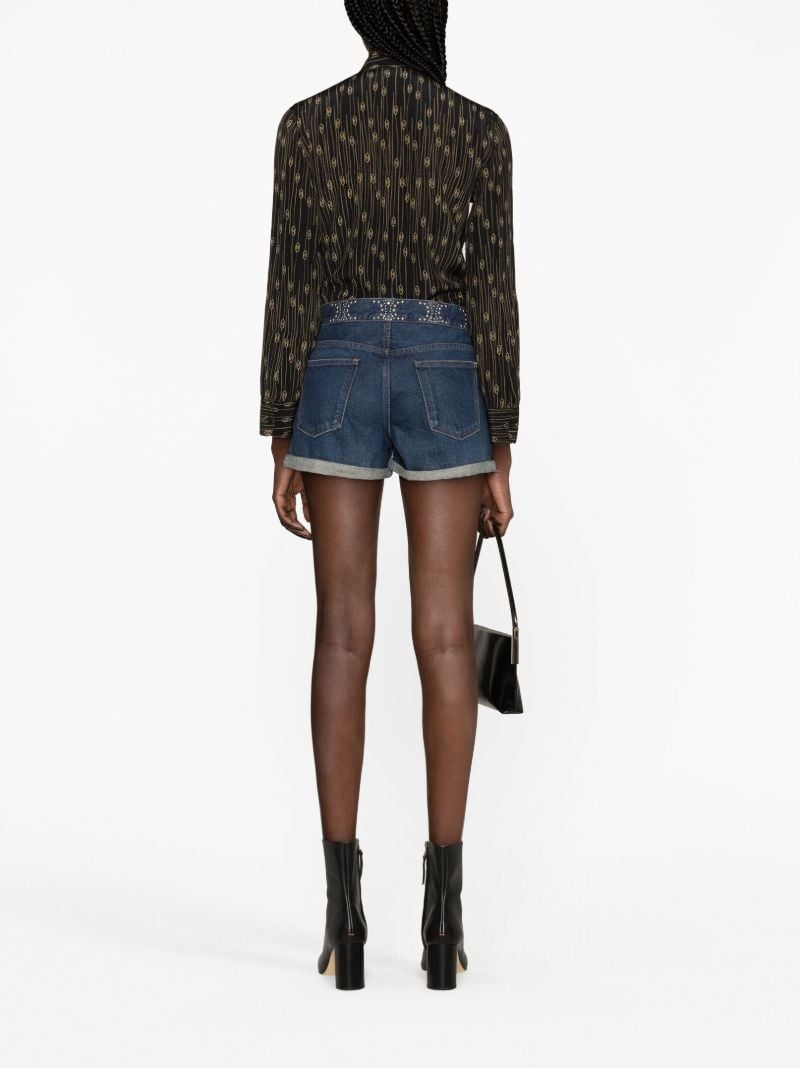 Blue Triomphe-embellished Denim Shorts