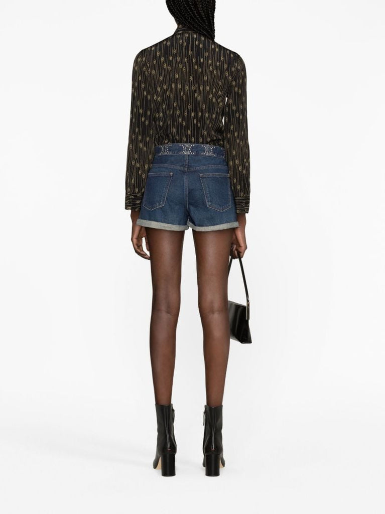 Blue Triomphe-embellished Denim Shorts