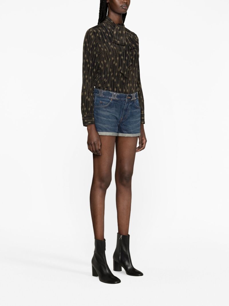 Blue Triomphe-embellished Denim Shorts