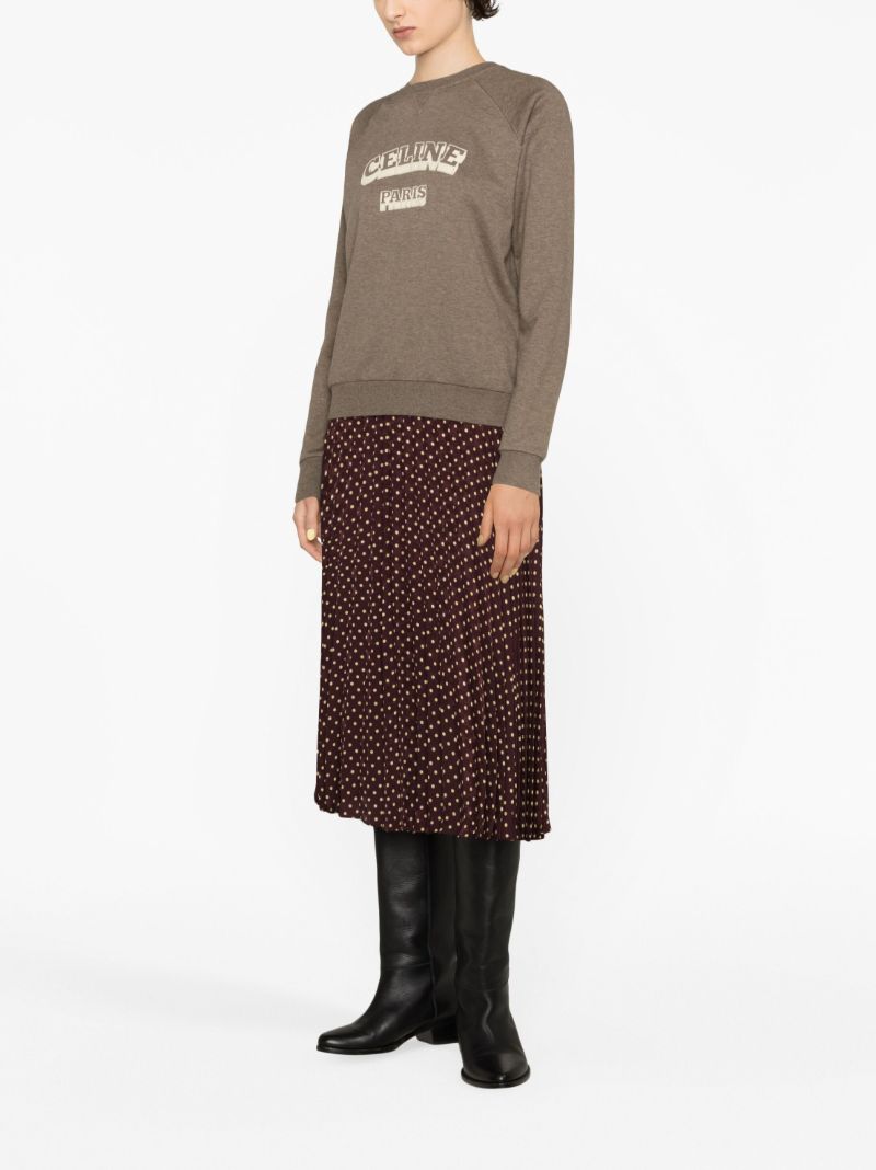 Brown Flocked Logo Sweatshirt