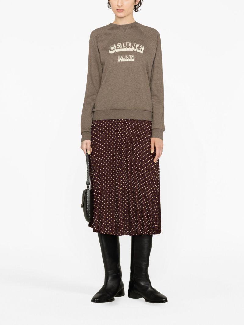 Brown Flocked Logo Sweatshirt