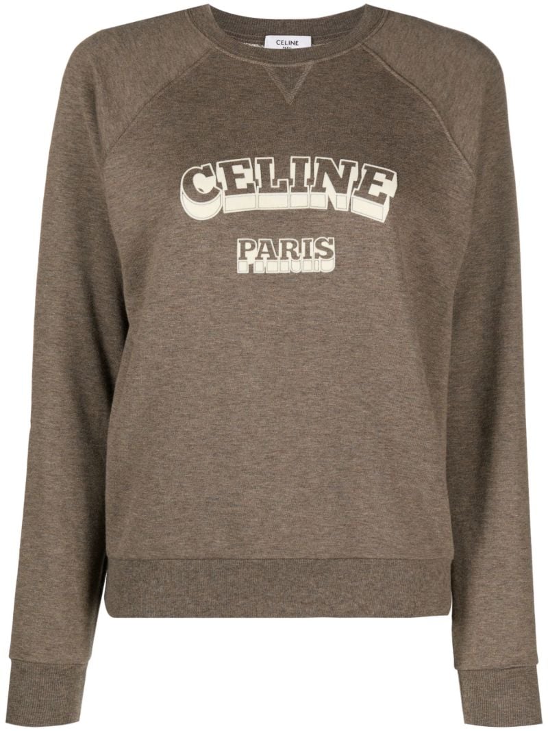 Brown Flocked Logo Sweatshirt