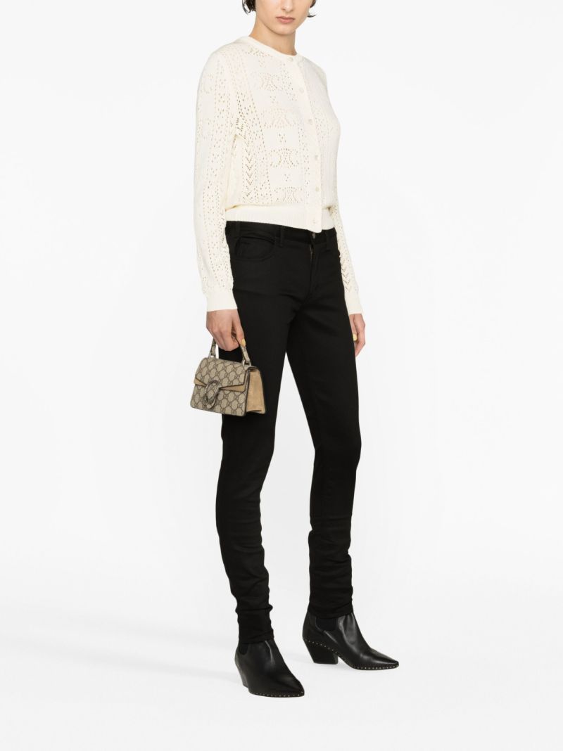Neutral Triomphe Pointelle Cotton Cardigan