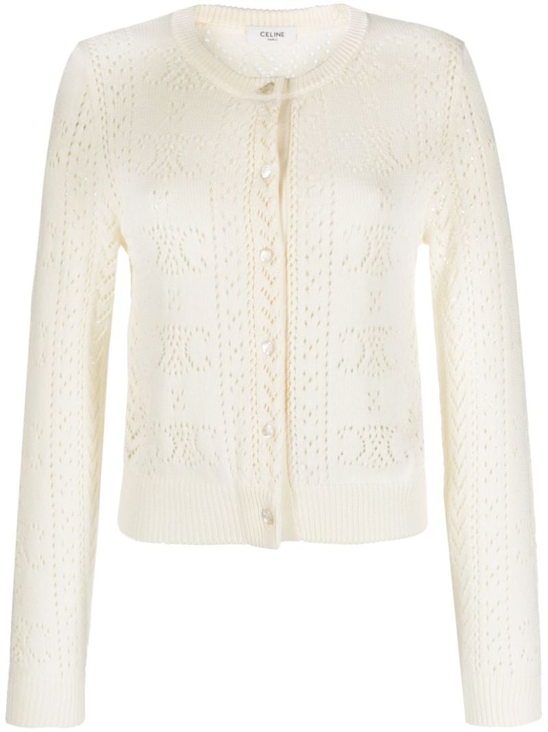 Neutral Triomphe Pointelle Cotton Cardigan