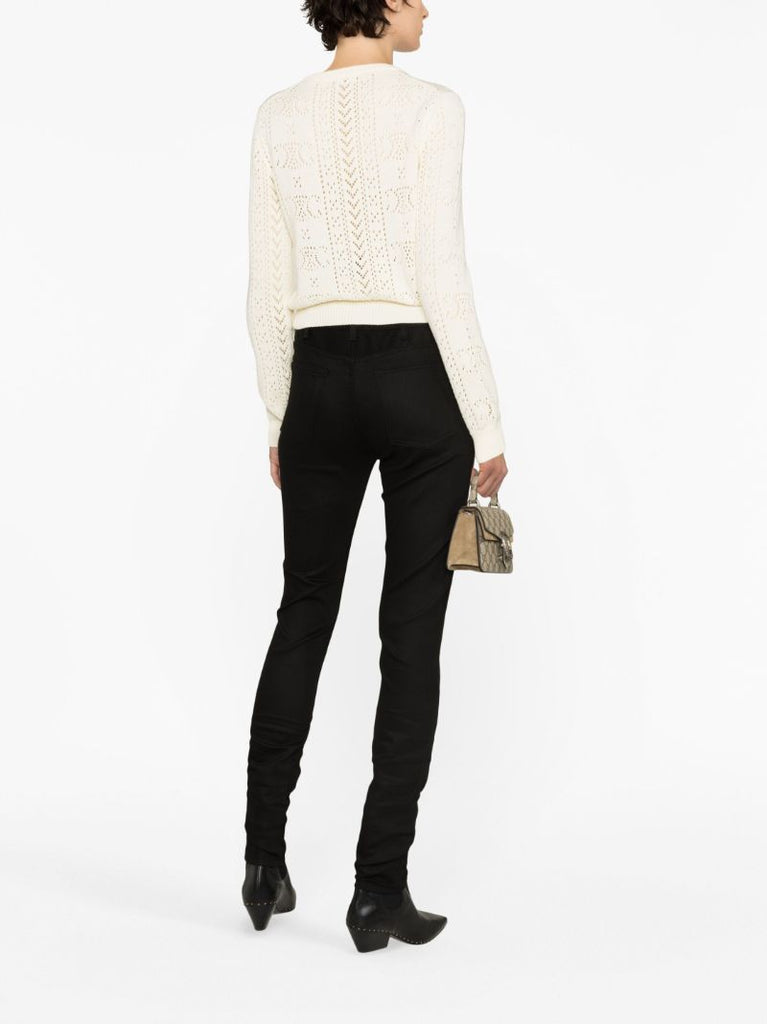 Neutral Triomphe Pointelle Cotton Cardigan
