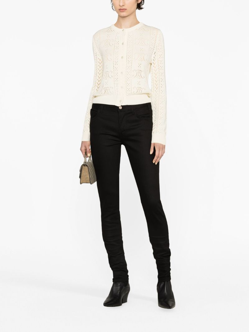 Neutral Triomphe Pointelle Cotton Cardigan