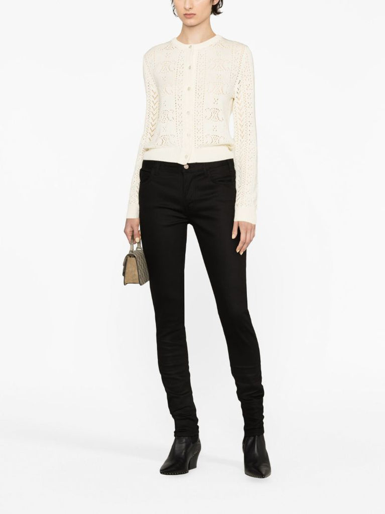 Neutral Triomphe Pointelle Cotton Cardigan