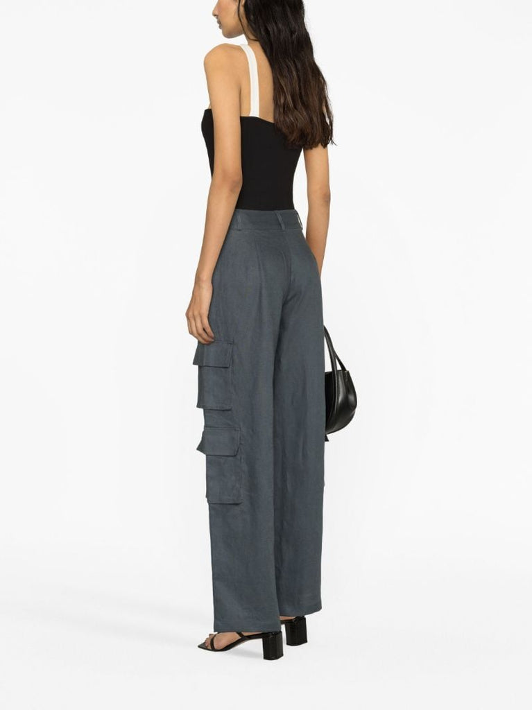 Grey Mateo Linen Cargo Pants
