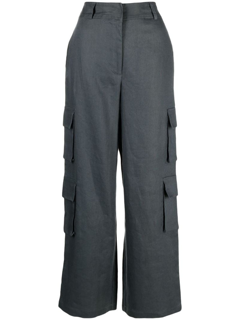 Grey Mateo Linen Cargo Pants