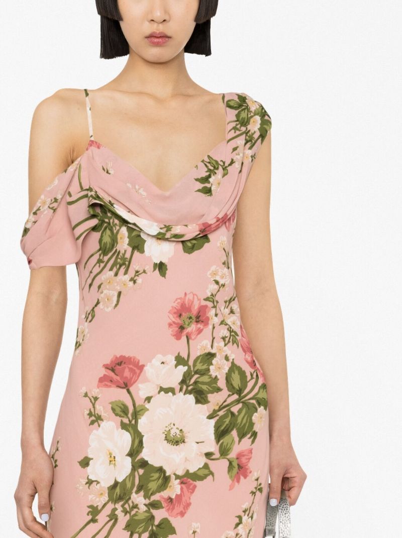 Pink Reya Floral Print Midi Dress
