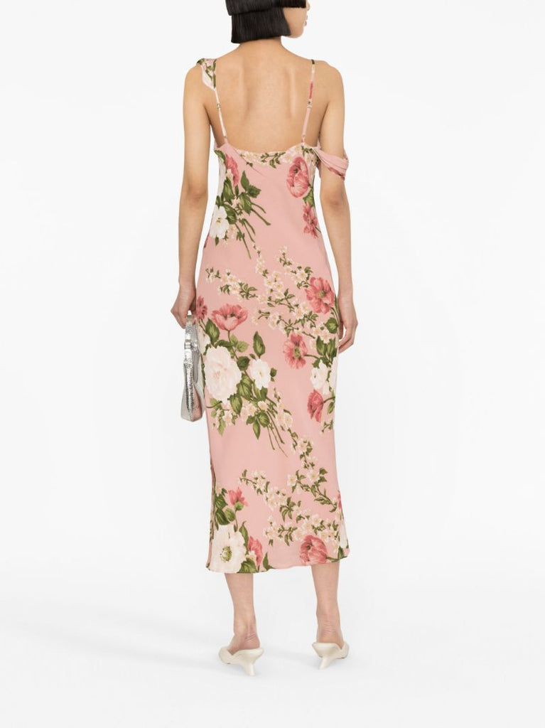 Pink Reya Floral Print Midi Dress