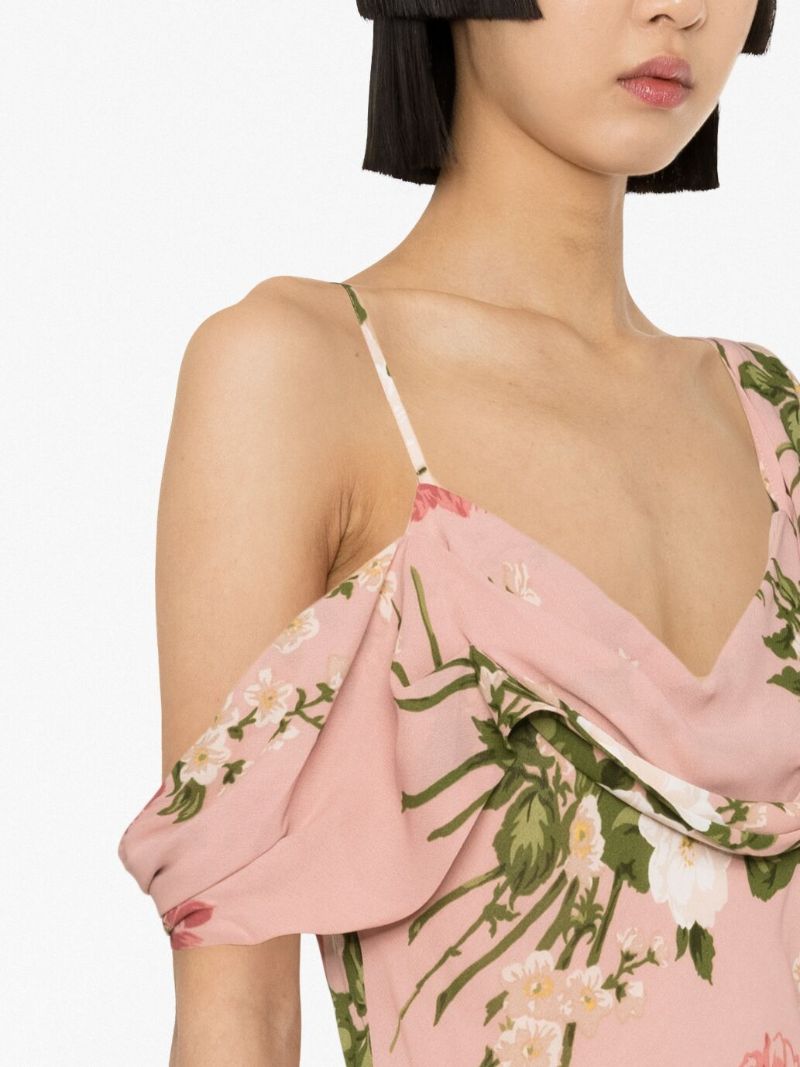 Pink Reya Floral Print Midi Dress