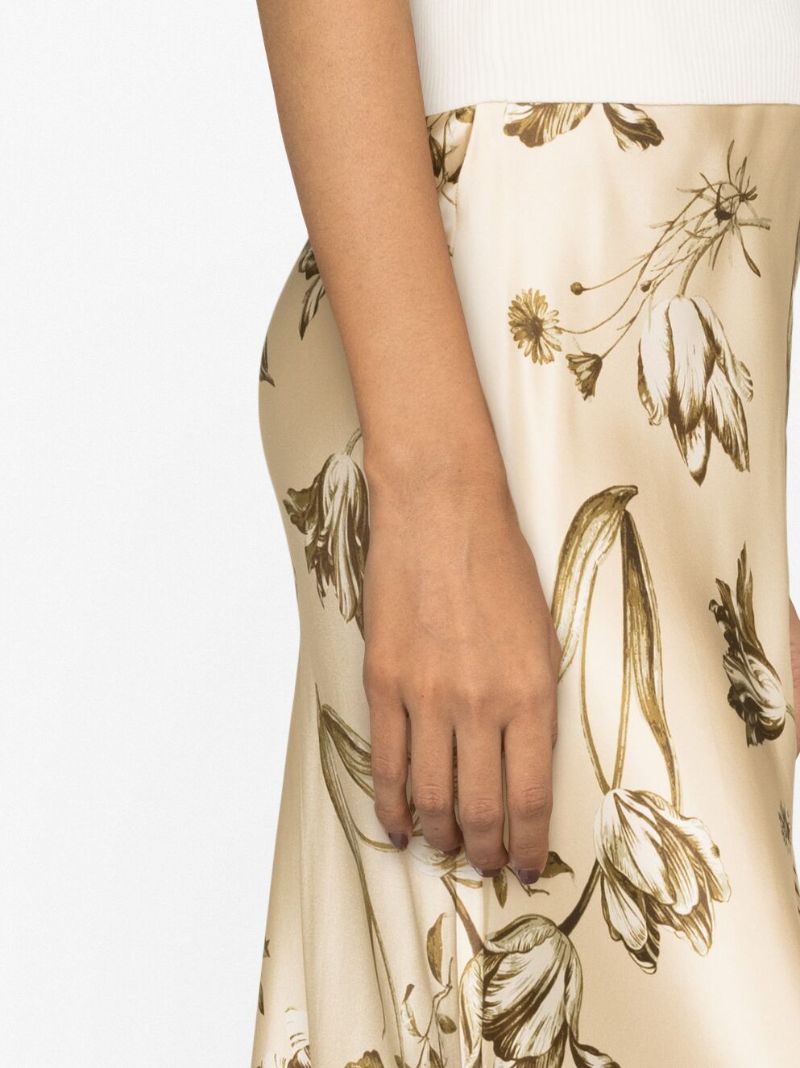 Neutral Layla Floral-print Silk Maxi Skirt