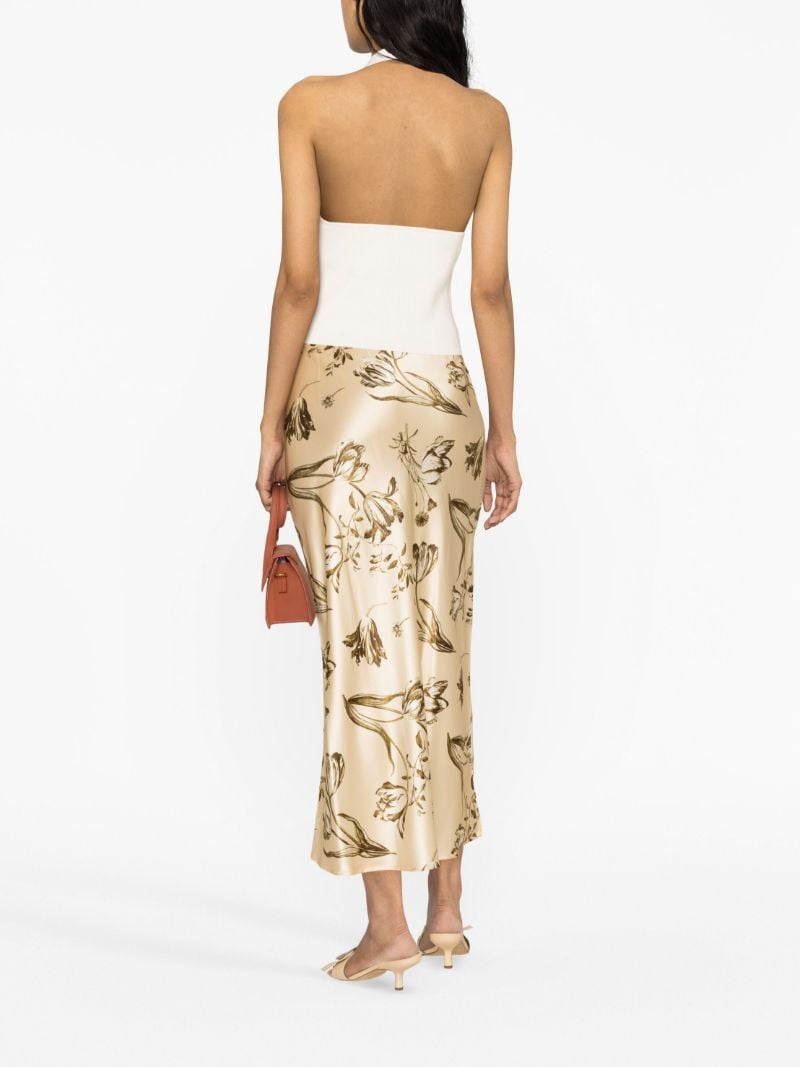 Neutral Layla Floral-print Silk Maxi Skirt