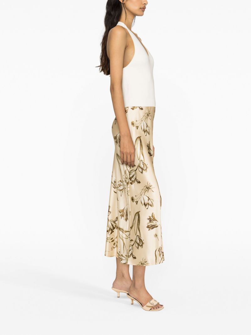 Neutral Layla Floral-print Silk Maxi Skirt