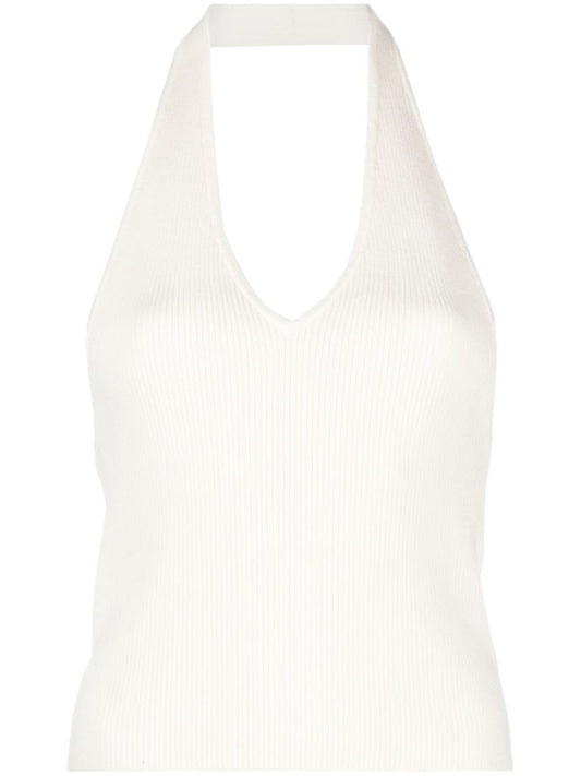 White Carol Ribbed-knit Vest