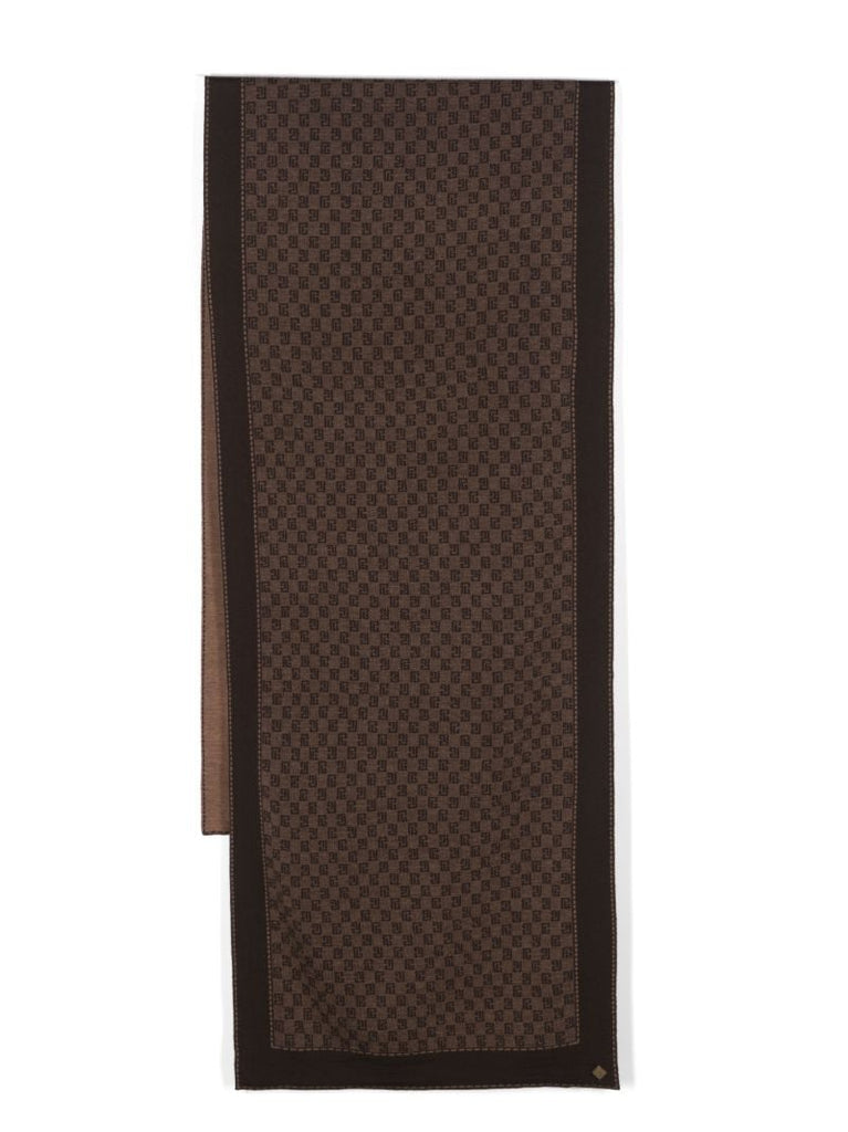 Brown Monogram Jacquard Wool Scarf