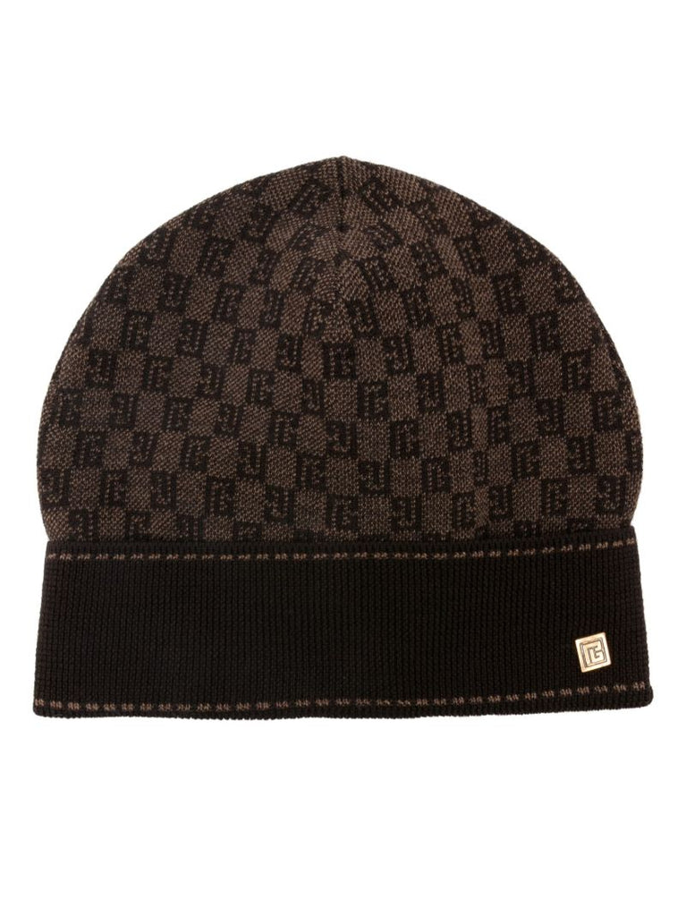 Brown Monogram Merino Wool Beanie Hat