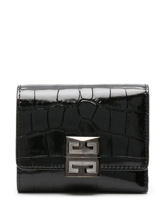 Black 4g Leather Tri-fold Wallet