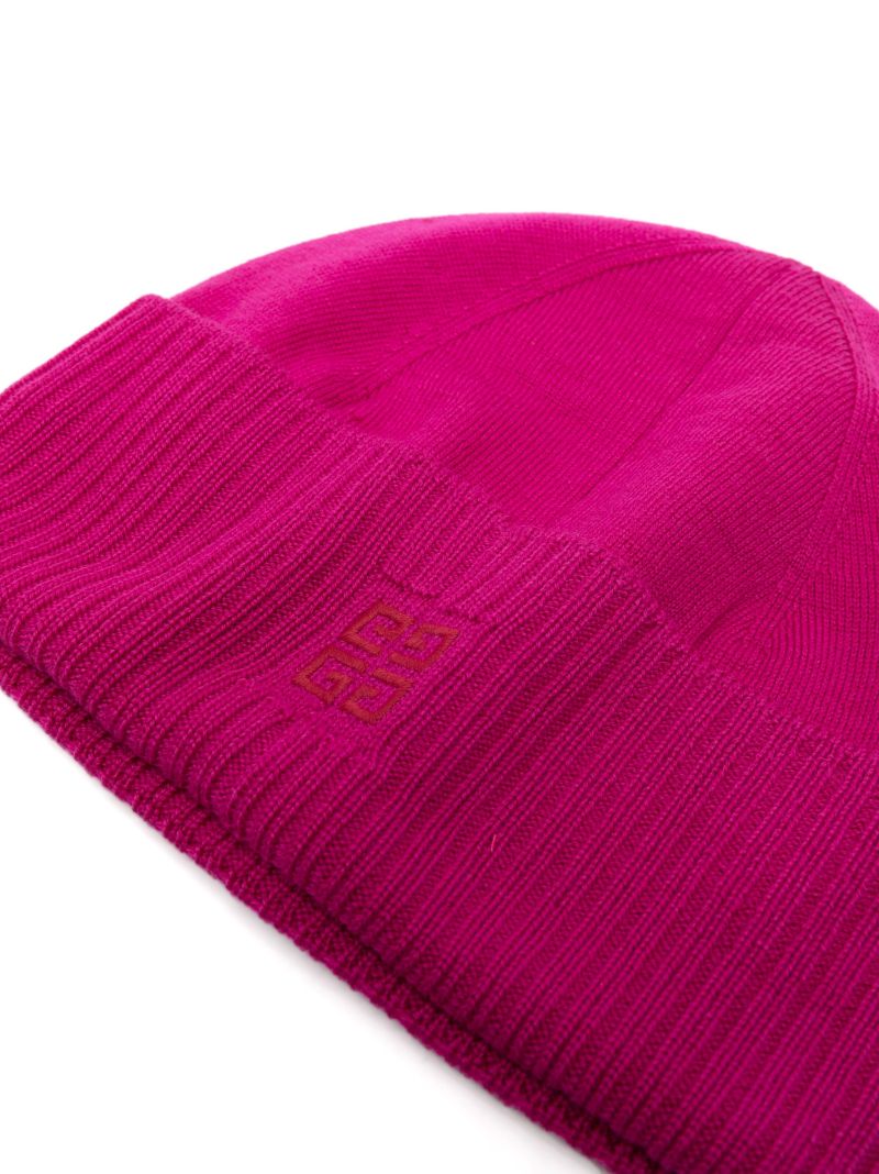 Pink 4g-embroidered Beanie Hat