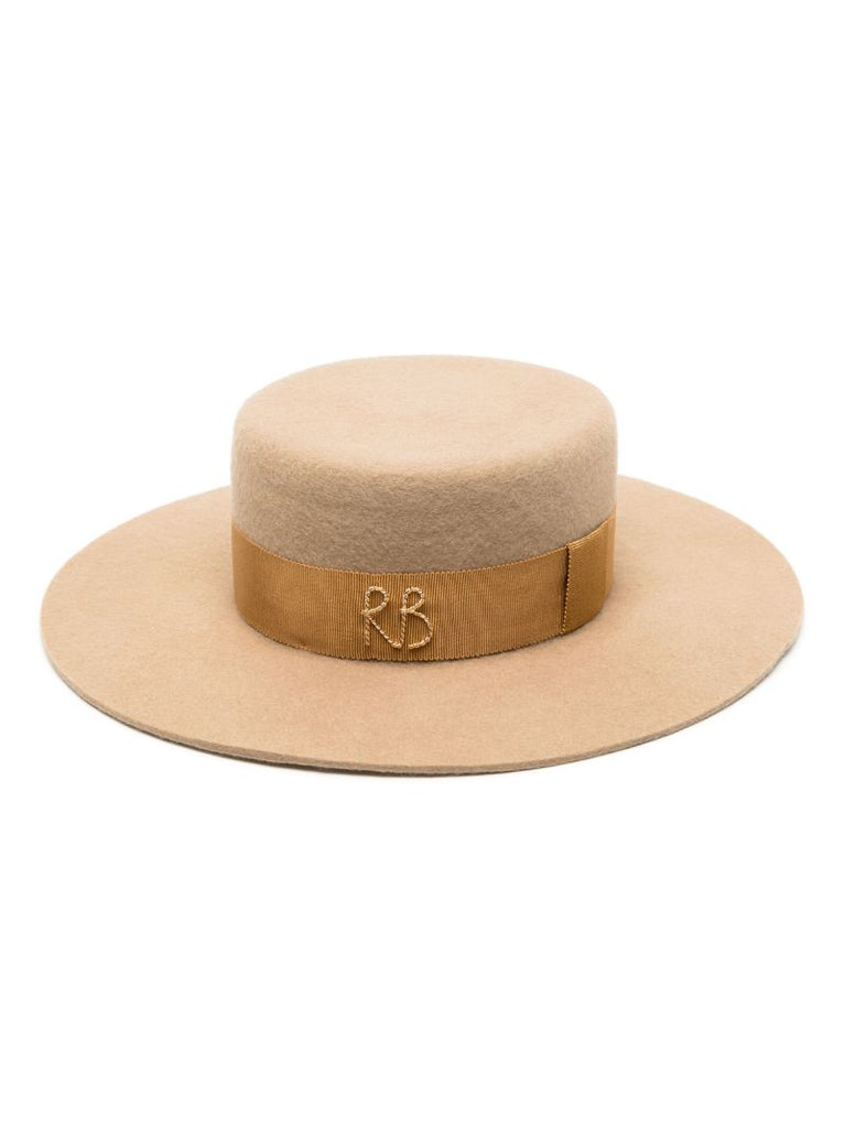 Neutral Logo-appliquÃ_x0083_Â© Wool Canotier Hat
